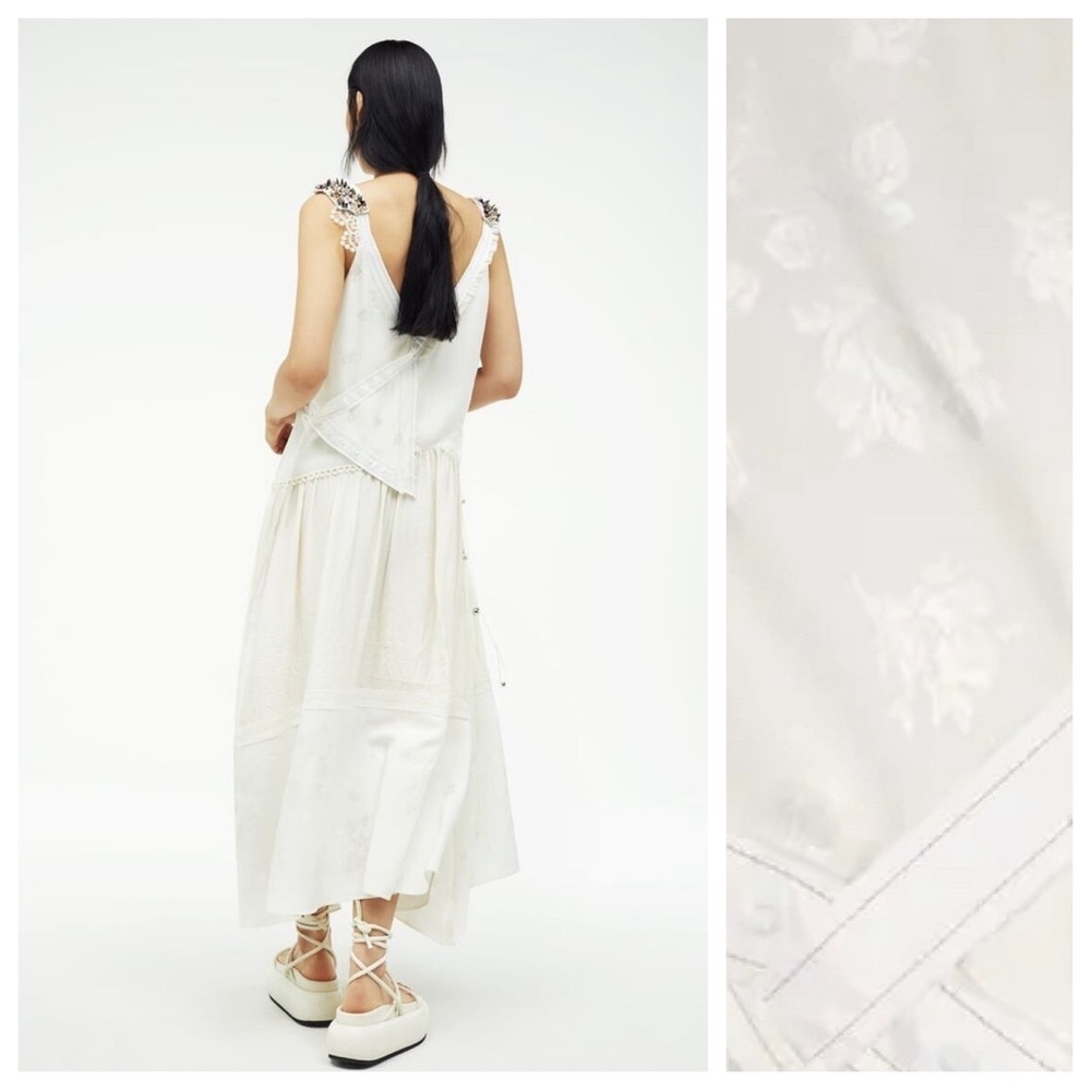 NWT. Zara Atelier Limited Edition Oyster White Studded Maxi Dress. Size S. - Picture 4 of 15